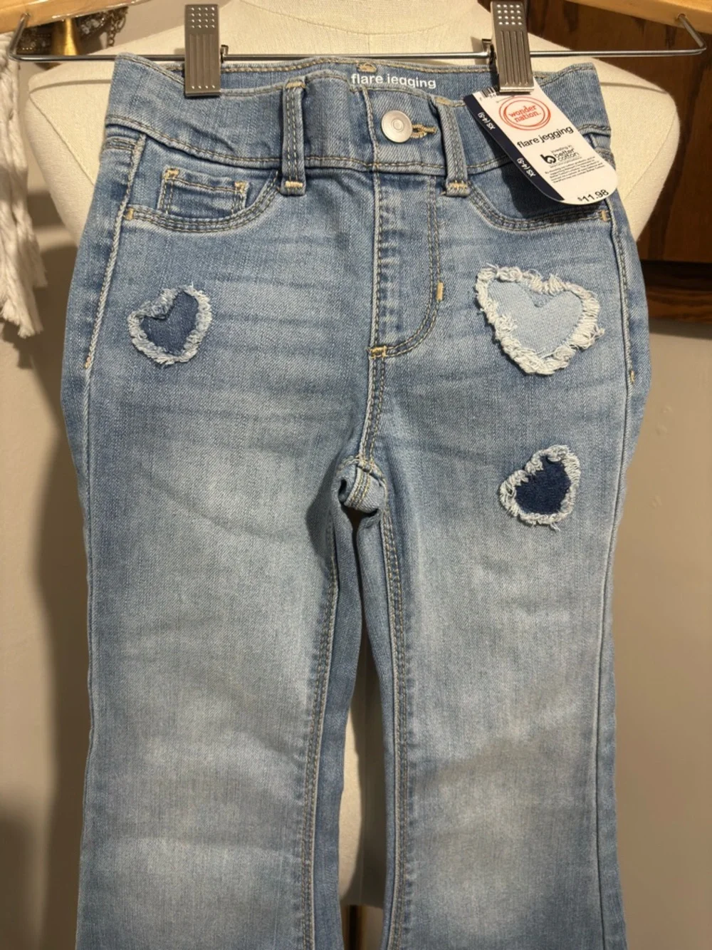 Wonder Nation Embroidered Hearts Bootcut Flare Jeans Size 4/5 NWT